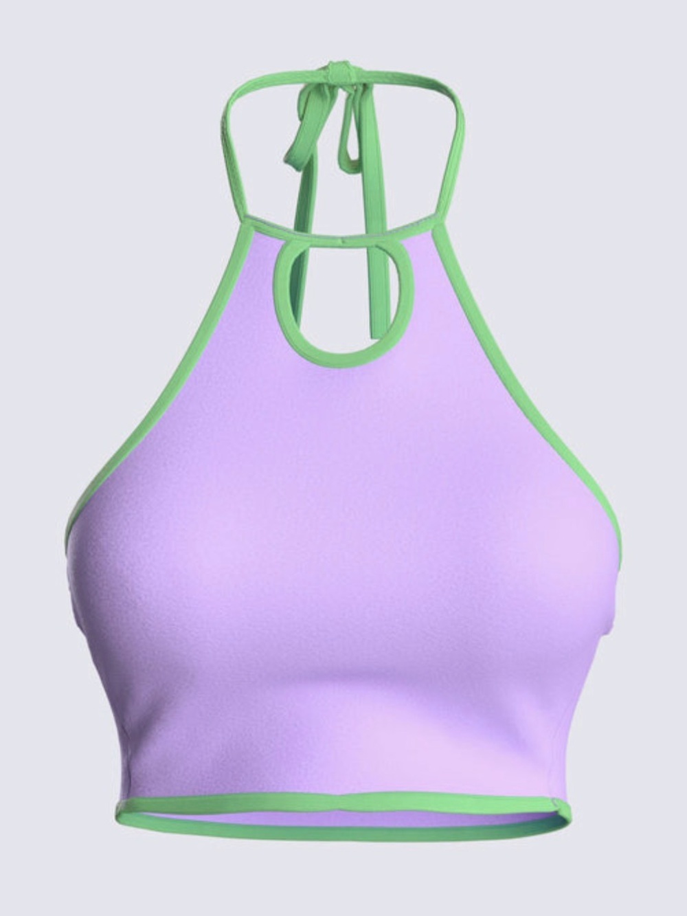 NWOT Finesse Cici Halter Crop Top in Lavender with Green Trim